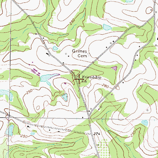 Topographic Map of Friendship Church, GA