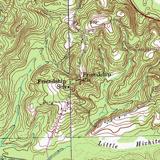 Topographic Map of Friendship Church, GA