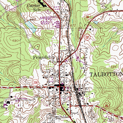Topographic Map of Friendship Church, GA