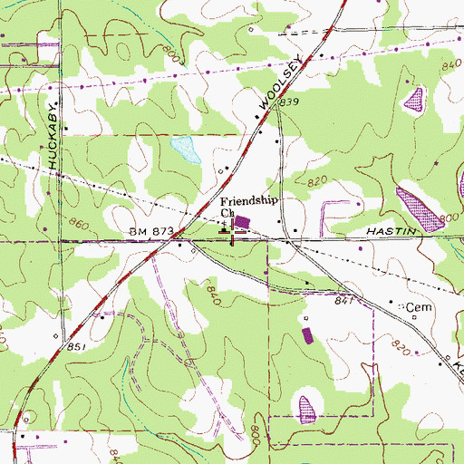 Topographic Map of Friendship Church, GA