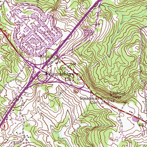 Topographic Map of Friendship Church, GA