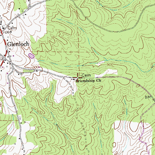 Topographic Map of Friendship Church, GA