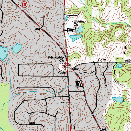 Topographic Map of Friendship Church, GA