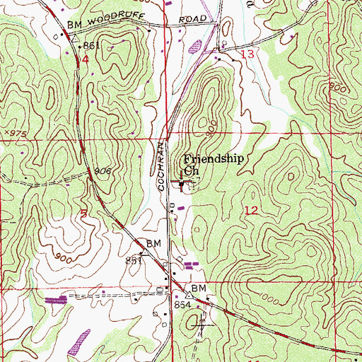 Topographic Map of Friendship Church, GA