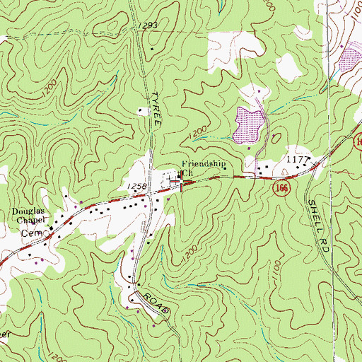 Topographic Map of Friendship Church, GA