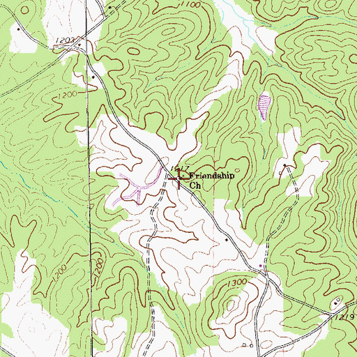 Topographic Map of Friendship Church, GA