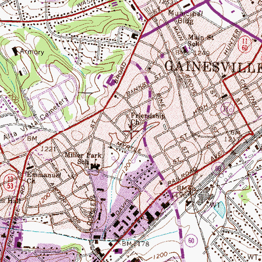 Topographic Map of Friendship Church, GA