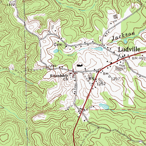 Topographic Map of Friendship Church, GA