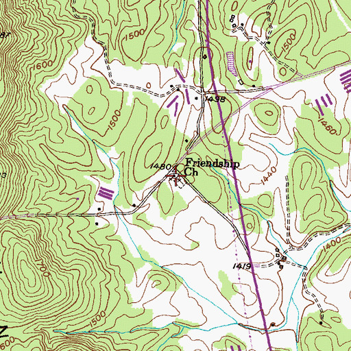 Topographic Map of Friendship Church, GA