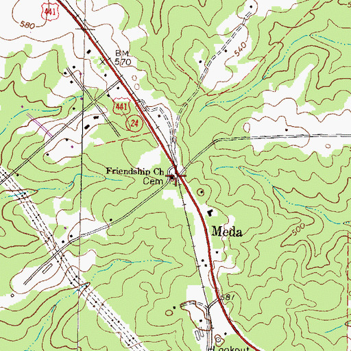 Topographic Map of Friendship Church, GA
