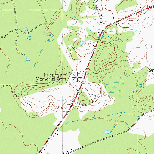 Topographic Map of Friendship Memorial Cemetery, GA