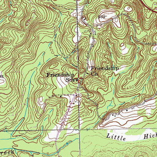 Topographic Map of Friendship School, GA