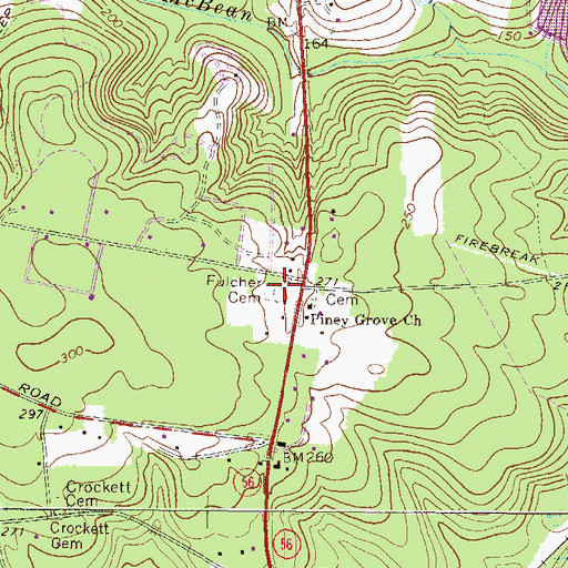 Topographic Map of Fulcher Cemetery, GA
