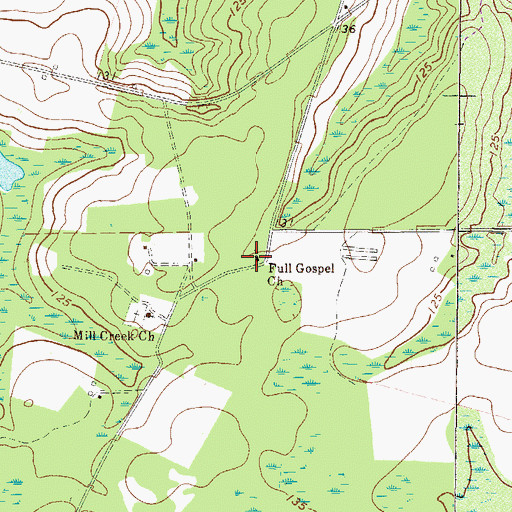 Topographic Map of Full Gospel Church, GA