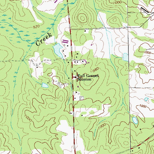 Topographic Map of Full Gospel Mission, GA