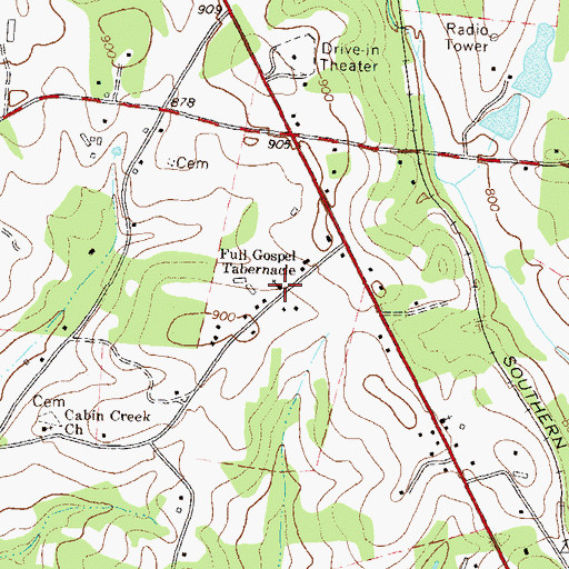 Topographic Map of Full Gospel Tabernacle, GA