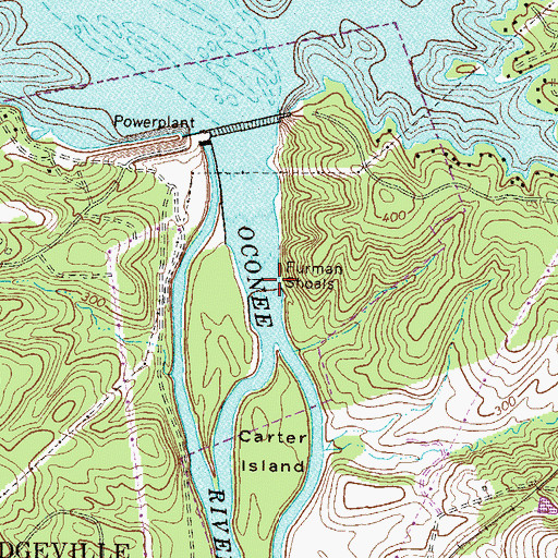 Topographic Map of Furman Shoals, GA