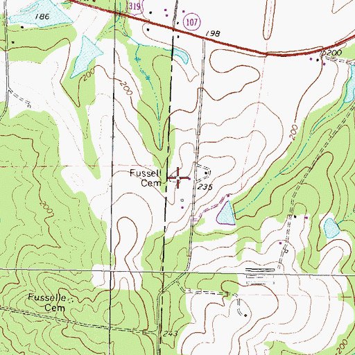Topographic Map of Fussell Cemetery, GA