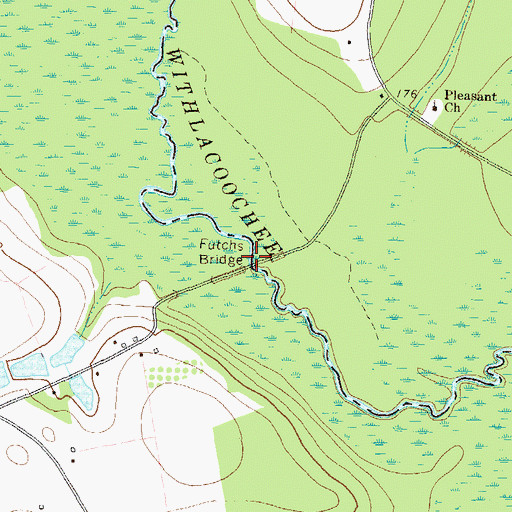 Topographic Map of Futchs Bridge, GA