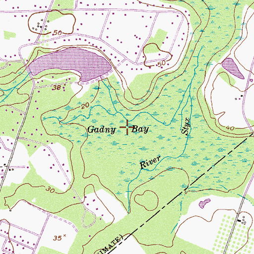 Topographic Map of Gadny Bay, GA