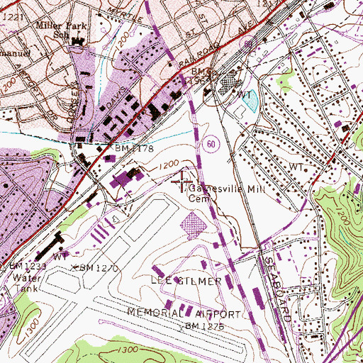 Topographic Map of Gainesville Mill Cemetery, GA