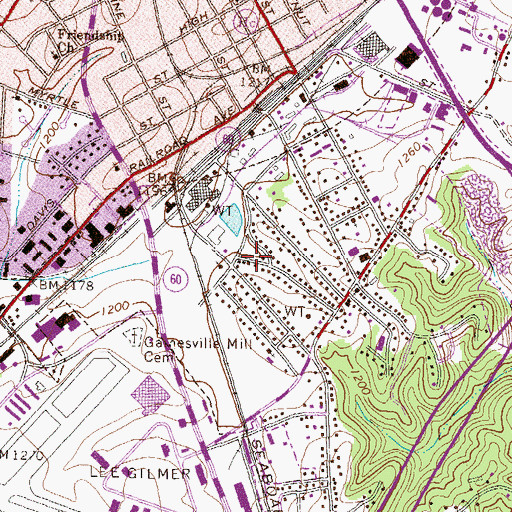 Topographic Map of Gainesville Mill School, GA