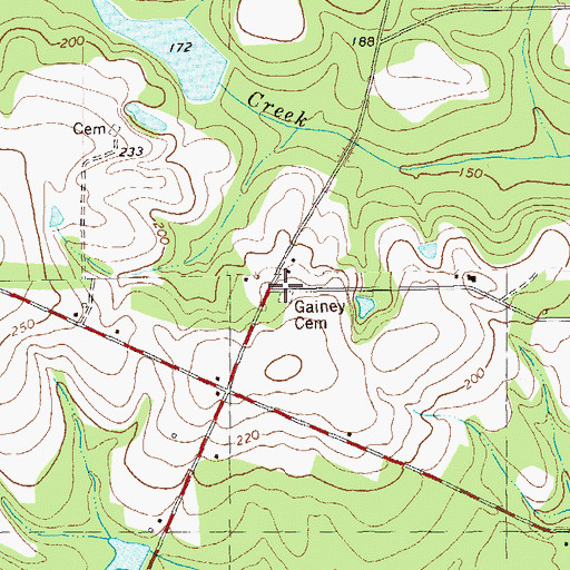 Topographic Map of Gainey Cemetery, GA