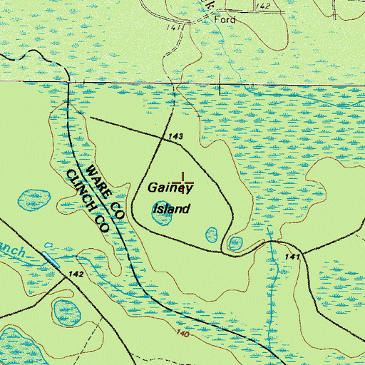 Topographic Map of Gainey Island, GA