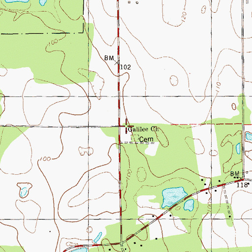 Topographic Map of Galilee Church, GA