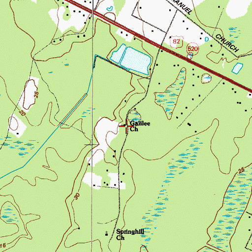 Topographic Map of Galilee Church, GA