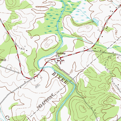 Topographic Map of Galilee Church, GA