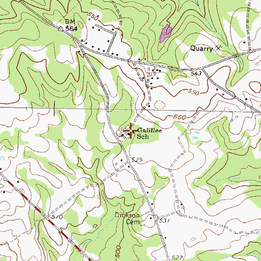 Topographic Map of Galillee School, GA