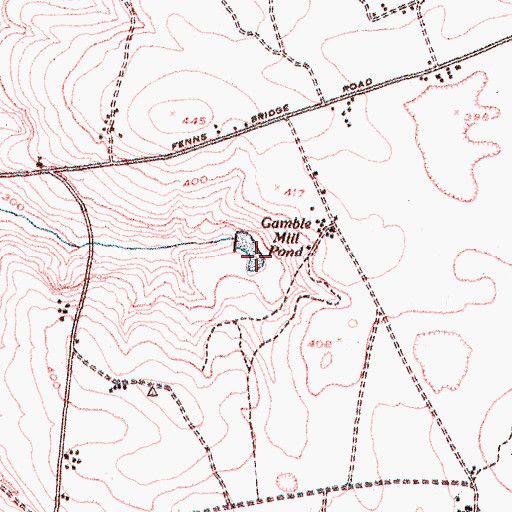 Topographic Map of Gamble Mill Pond, GA