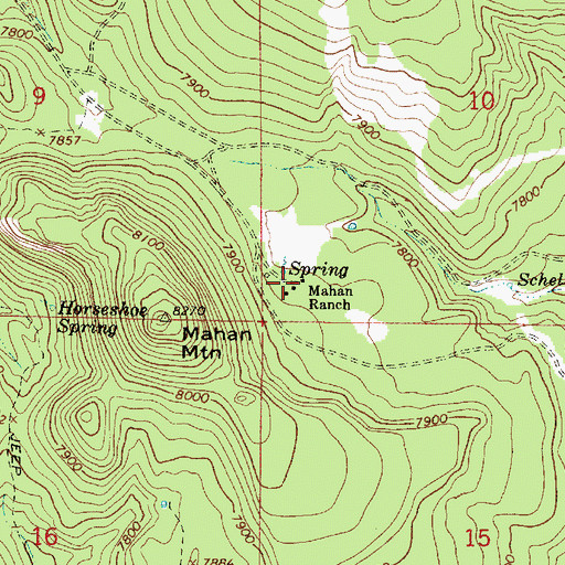 Topographic Map of Mahan Ranch, AZ