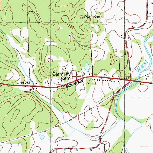 Topographic Map of Garmany Cemetery, GA