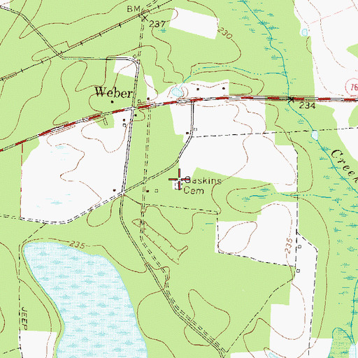 Topographic Map of Gaskins Cemetery, GA