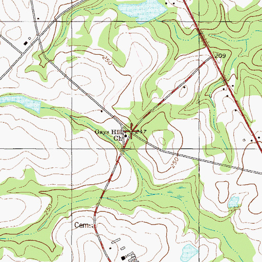Topographic Map of Gays Hill Church, GA