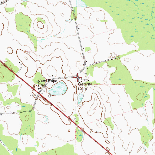 Topographic Map of George Cemetery, GA