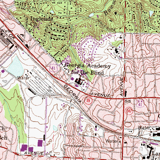 Topographic Map of Georgia Academy for the Blind, GA