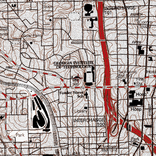 Topographic Map of Georgia Institute of Technology, GA