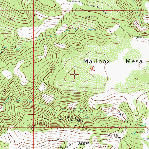 Topographic Map of Mailbox Mesa, AZ