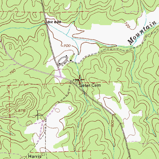 Topographic Map of Geter Cemetery, GA