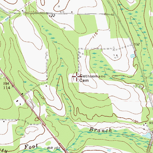 Topographic Map of Gethsemane Cemetery, GA