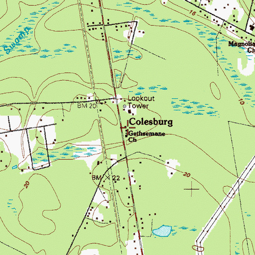 Topographic Map of Gethsemane Church, GA