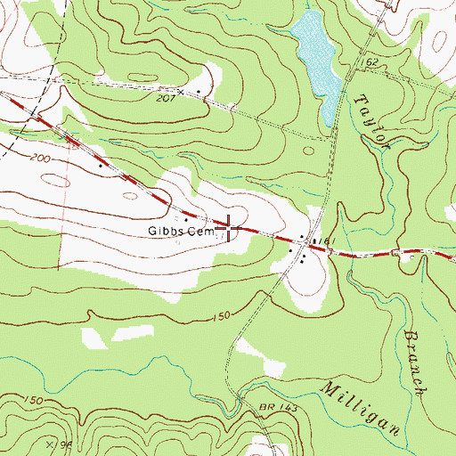 Topographic Map of Gibbs Cemetery, GA