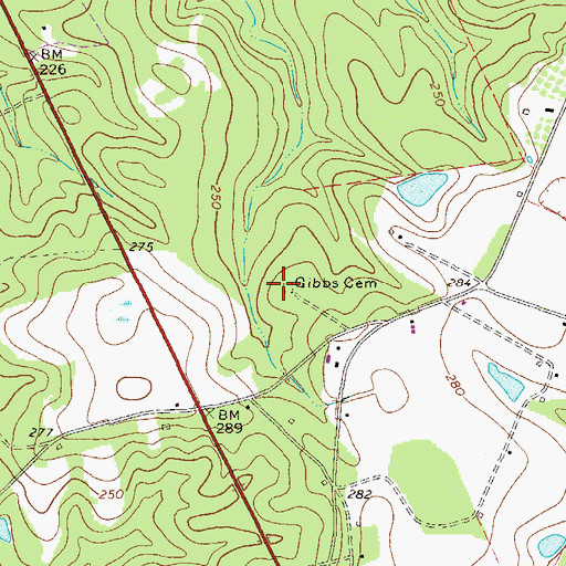 Topographic Map of Gibbs Cemetery, GA