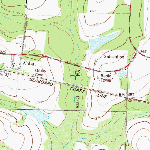 Topographic Map of Gibbs Cemetery, GA