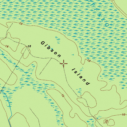 Topographic Map of Gibson Island, GA
