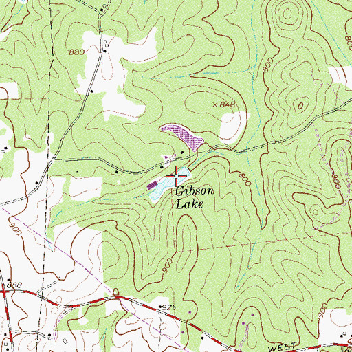 Topographic Map of Gibson Lake, GA