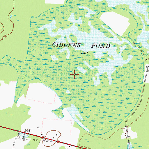 Topographic Map of Giddens Pond, GA